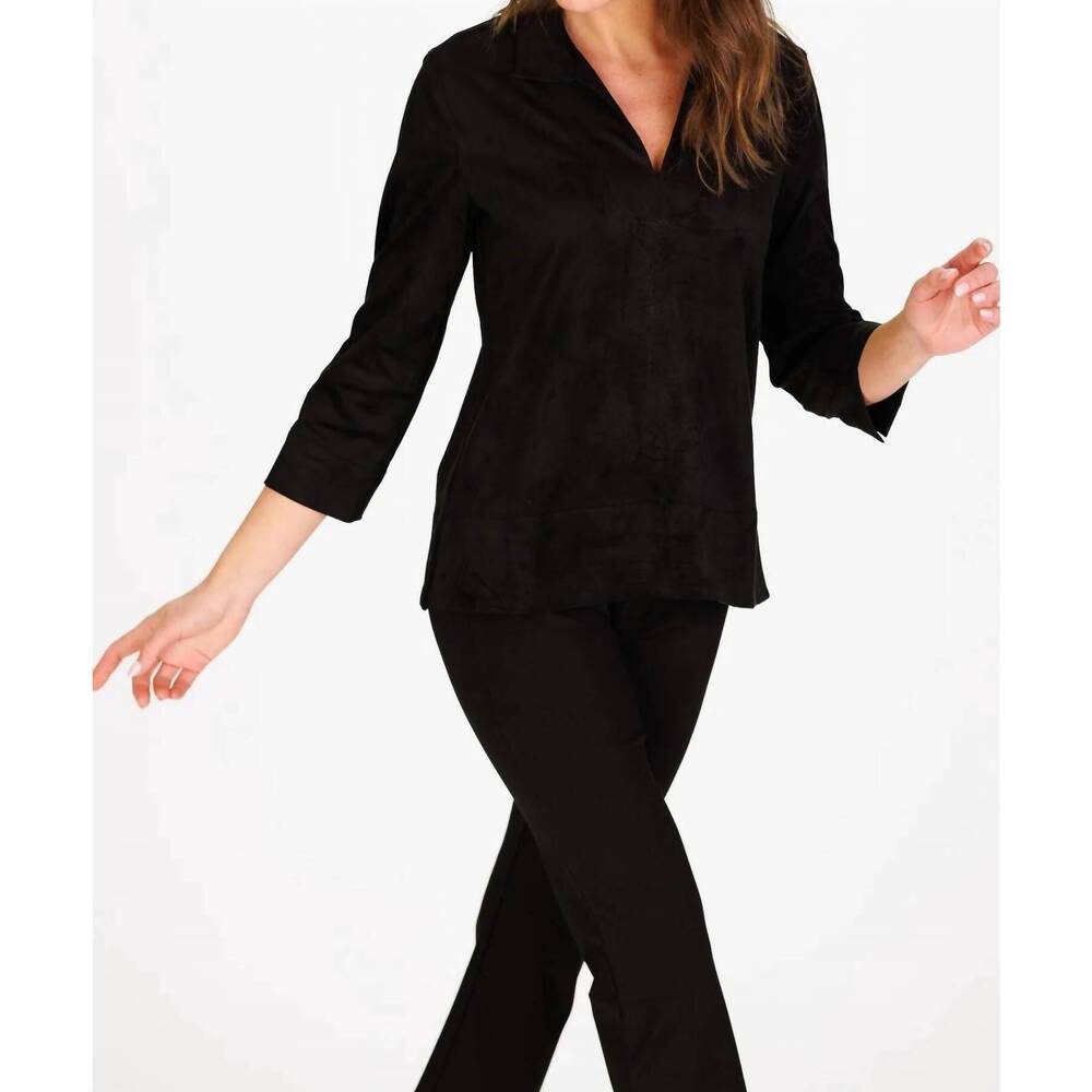 NEW DUFFIELD LANE victoria tunic top in black